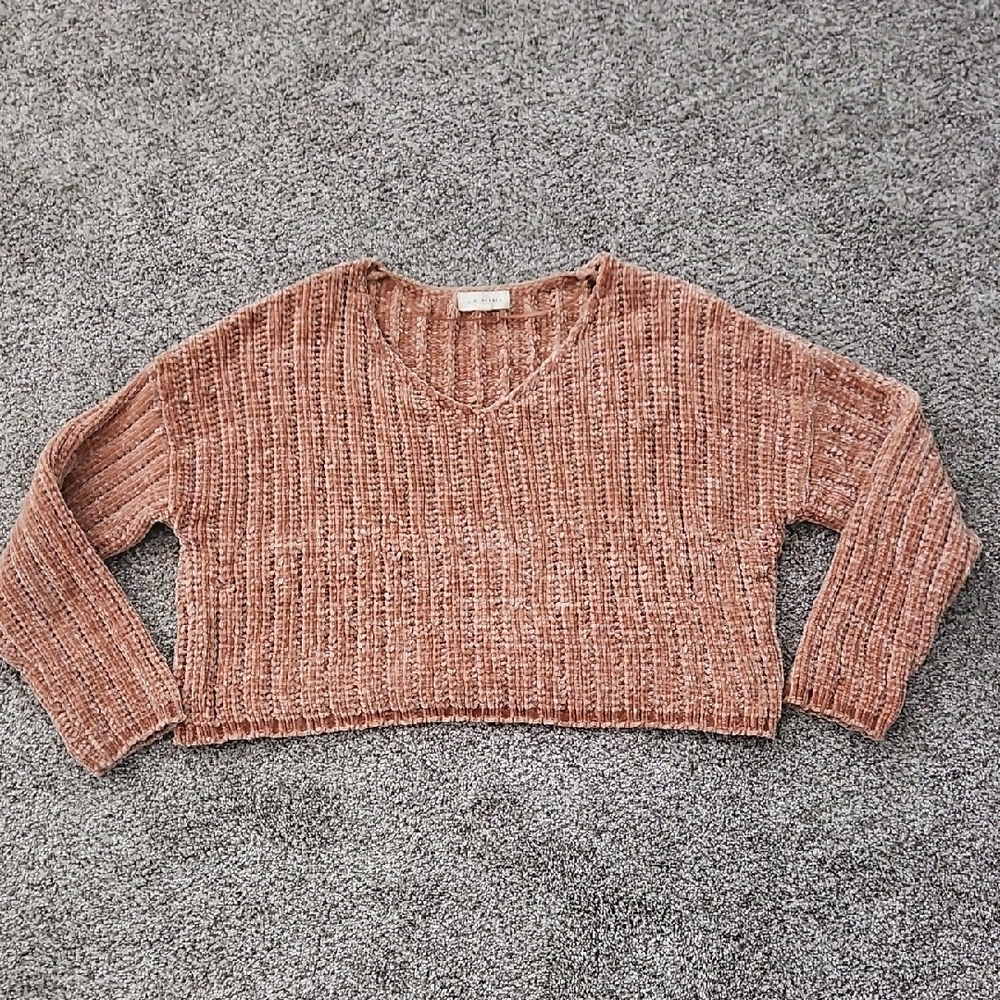 La Hearts Brown V-Neck Sweater Chunky Knit from PacSun